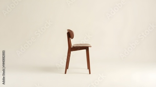 Obraz na płótnie A minimalist wooden chair with a smooth, sleek design, showcasing elegant lines and a warm finish against a neutral background. w salonie