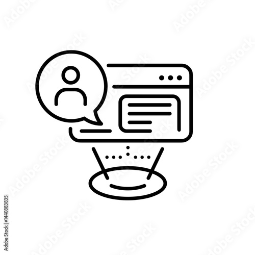 Hologram Live Chat Icon Showing Virtual Communication Interface  