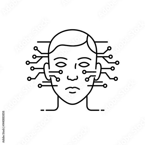 Icon of Human Face with Circuits Symbolizing Deepfake Detection  