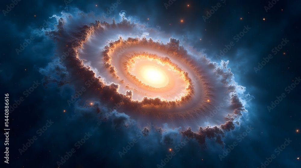 A mesmerizing spiral galaxy glows with vibrant colors in the vast expanse of space, exhibiting cosmic beauty and wonder.