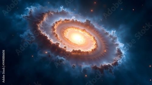 Obraz na płótnie A mesmerizing spiral galaxy glows with vibrant colors in the vast expanse of space, exhibiting cosmic beauty and wonder. w salonie
