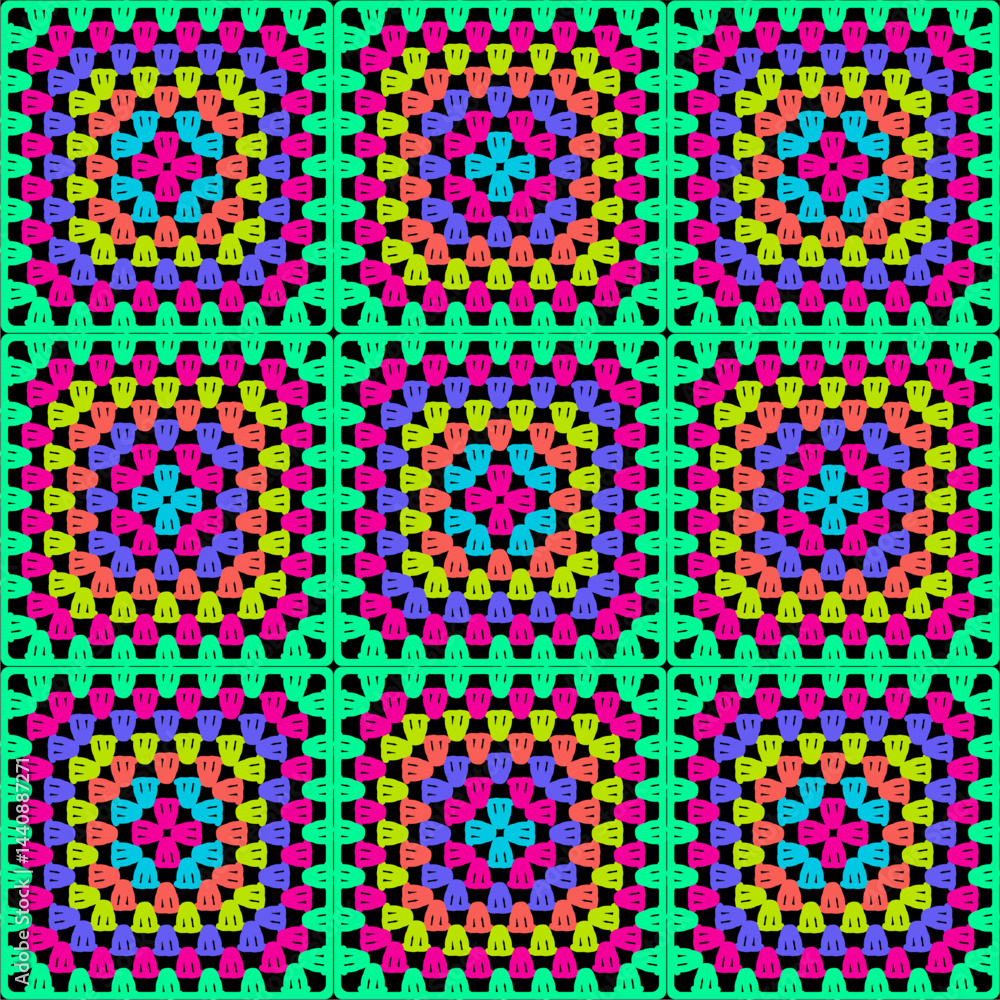 Seamless pattern with crochet granny square wallpaper handmade decorative art design print Seamless pattern with crochet granny square wallpaper handmade decorative art design print