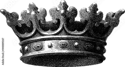 Vintage heraldic crown with ornate decorative elements on white background.