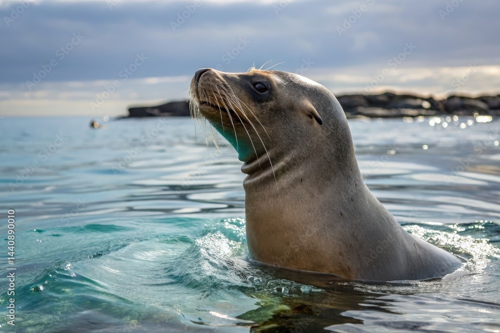 Obraz premium Sea Lion Lounging in Calm Waters at Coastal Location Generative AI