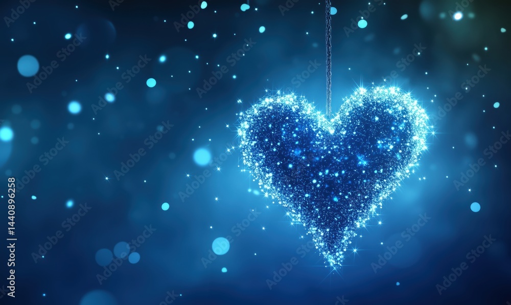Glittering Blue Heart Decoration with Sparkling Effects for Romantic Themes Glittering Blue Heart Decoration with Sparkling Effects for Romantic Themes