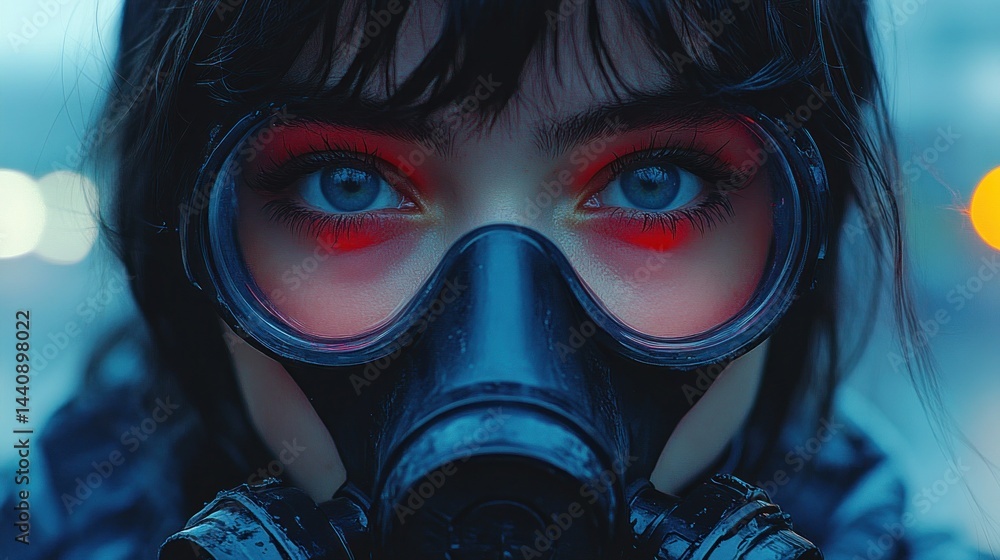 Cyberpunk Girl in Gas Mask: A Futuristic Portrait Cyberpunk Girl in Gas Mask: A Futuristic Portrait