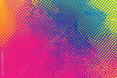 comic book background with halftone dots, primary colors, flat color blocks, pop art style, abstract comic template with white border for poster or banner