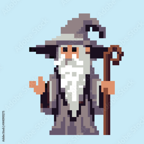 Pixel art wizard in robe