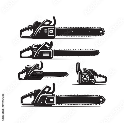 Chainsaw set silhouette vector illustration
