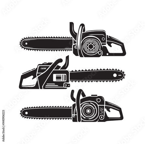 Chainsaw set silhouette vector illustration