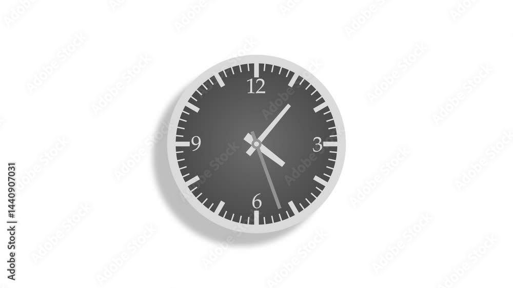 Animated Clock Loop, Minimalist Flat Design Simple Clock Animation Animated Clock Loop, Minimalist Flat Design Simple Clock Animation