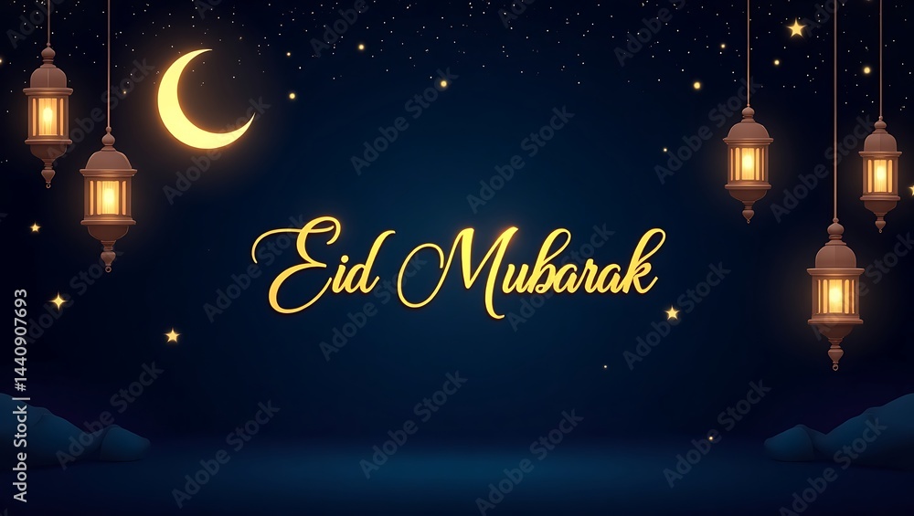 Eid mubarak greeting card. Generative Ai.