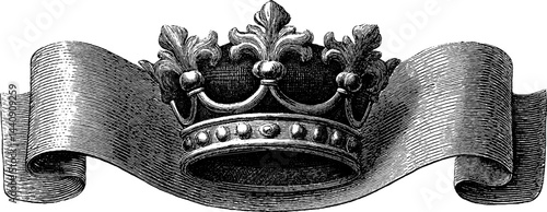 Vintage crown and scroll design for royal theme decoration