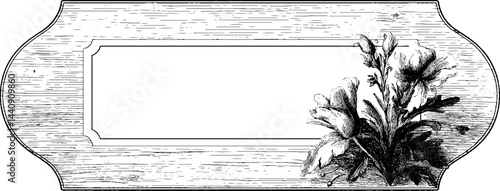 Vintage rustic chalkboard sign with floral engraving for decorative design