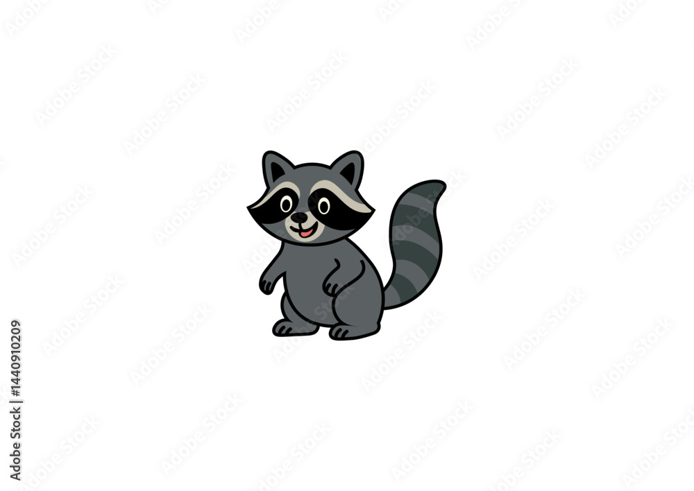 Naklejka premium Vector illustration of a cartoon raccoon with a smile on a white background