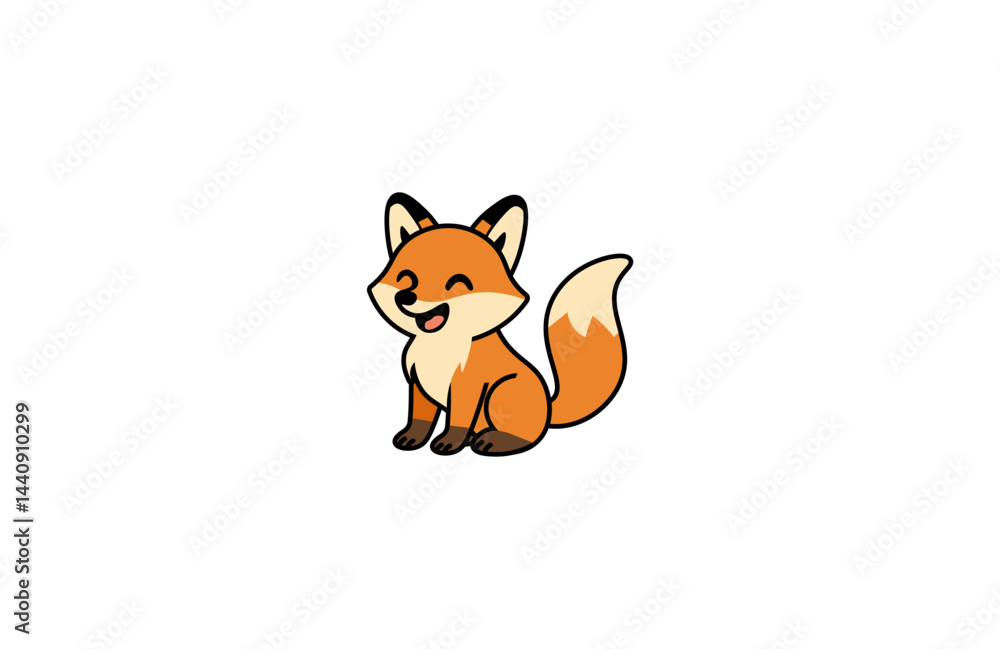 Vector illustration of a cartoon fox with a smile on a white background Vector illustration of a cartoon fox with a smile on a white background