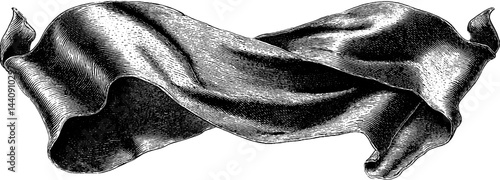 Engraved vintage banner with fluttering fabric for design projects