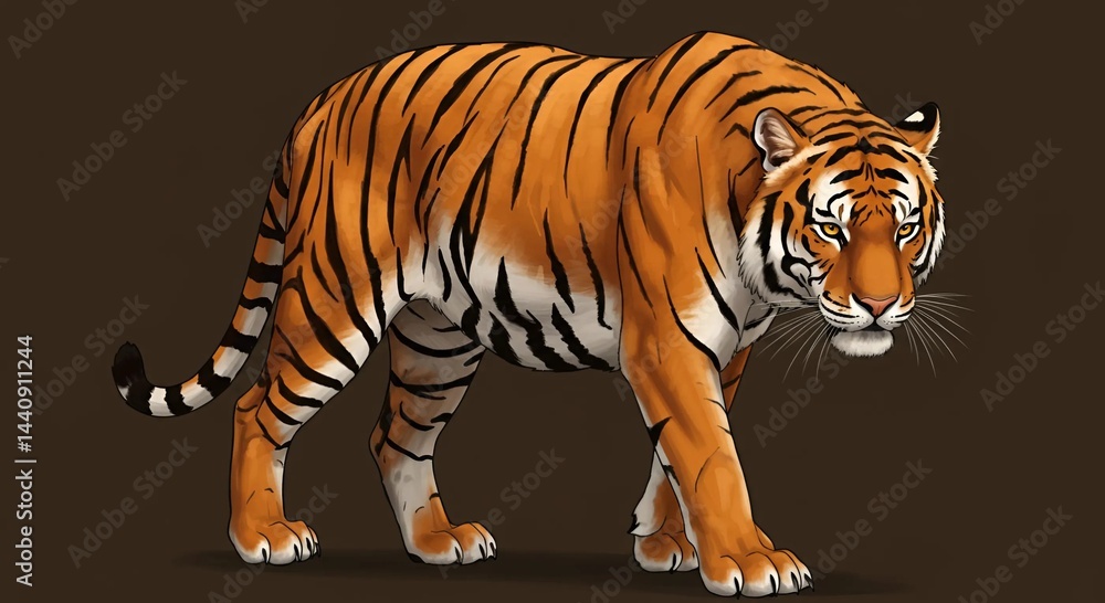 Obraz premium Bengal tiger stalking forward in a lifelike pose