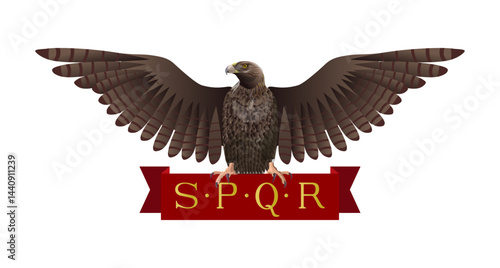 Emblem of Roman Empire SPQR with eagle.