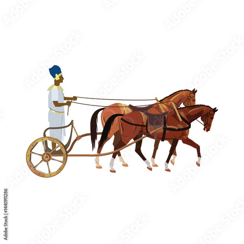 Egyptian pharaoh in his war chariot vector