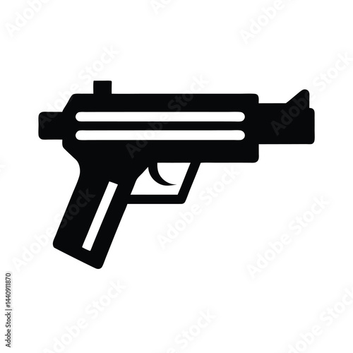 Submachine Gun Icon Black Silhouette