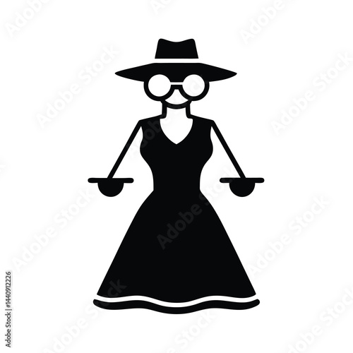 Woman in Dress Hat and Sunglasses