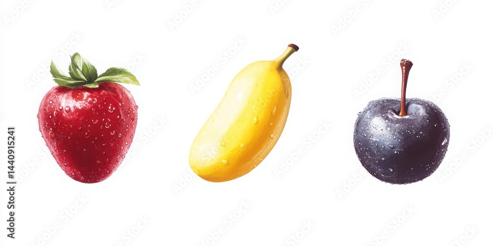 Fresh Strawberry Mango and Plum Fruit Still Life Photography. Adobe Stock Images Fresh Strawberry Mango and Plum Fruit Still Life Photography. Adobe Stock Images