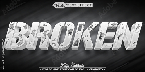 White Broken Vector Editable Text Effect Template