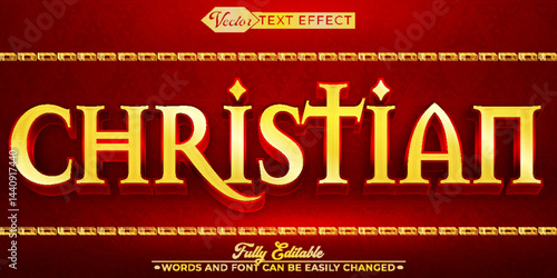 Red Christian Vector Editable Text Effect Template