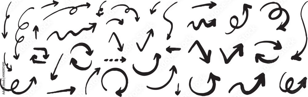 ベクターのペンの手書きの矢印セット 黒 矢印ハート装飾要素線画手描きスケッチ ベクターのペンの手書きの矢印セット 黒 矢印ハート装飾要素線画手描きスケッチ
