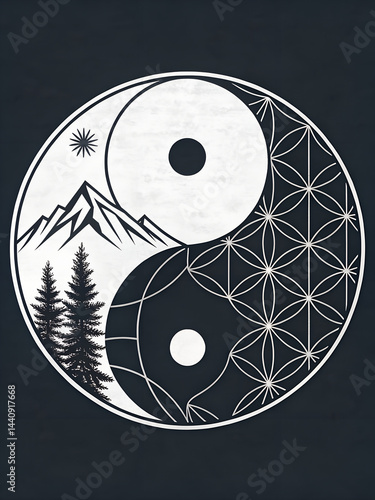 Yin yang symbol made of smoke on white background