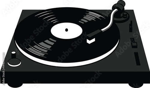 Minimalist Black and White Vinyl Record Vector