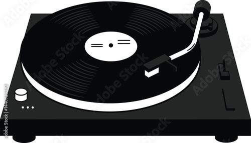 Minimalist Black and White Vinyl Record Vector