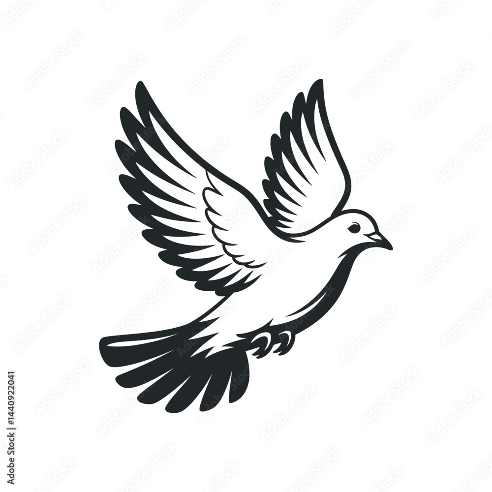 Minimalist Tattoo Style Dove Vector Illustration Isolated On White Symbolizing Peace Freedom And Hope Minimalist Tattoo Style Dove Vector Illustration Isolated On White Symbolizing Peace Freedom And Hope