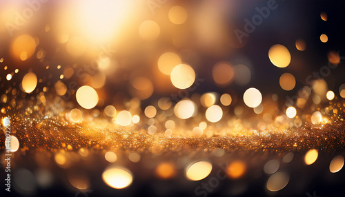 abstract blurred bookeh background with soft golden lights dark tones
