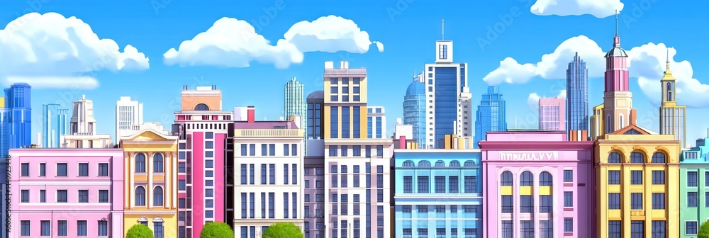 Fototapeta premium 2d animation kyiv ukraine republic downtown skyline