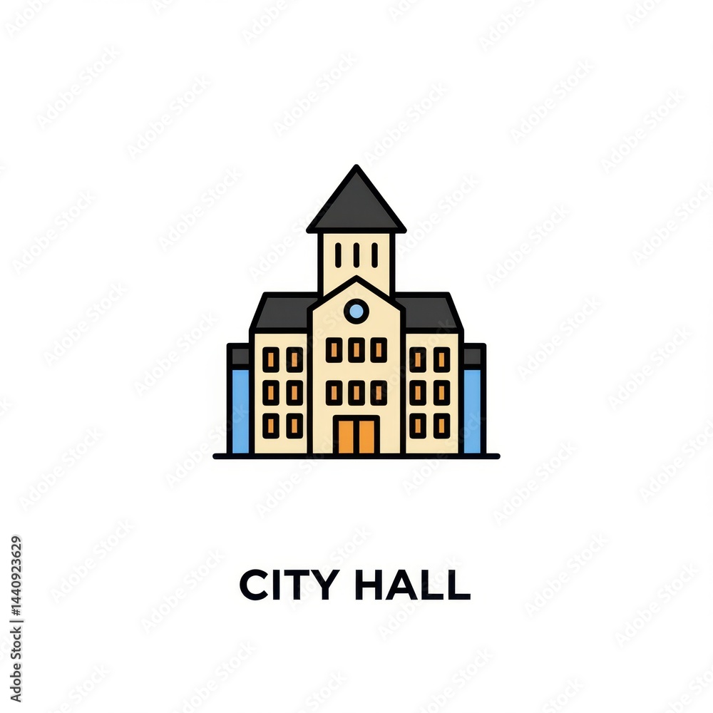 Modern Vector Icon of City Hall for Real Estate Apps Modern Vector Icon of City Hall for Real Estate Apps