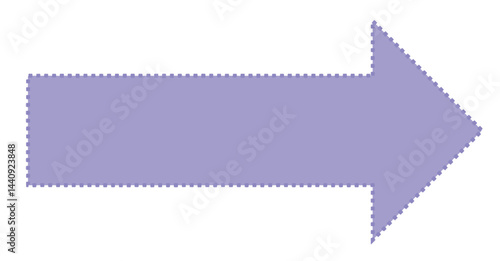 Arrow. Indigo aura color arrow sign vector illustration. Purple big arrow sign with dashed lilac lines around edge. Symbol of right arrow icon.
