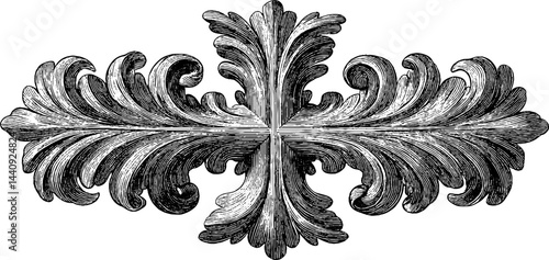 Intricate baroque cross with symmetrical design for decoration and art