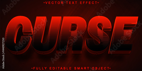 Horror Red Evil Curse Vector Fully Editable Smart Object Text Effect