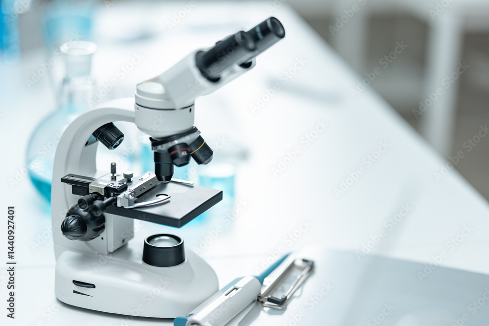 Laboratory microscope for scientific research in medical laboratory, biotechnology innovation, drug development, pharmaceutical diagnostics, health science, and microbiological analysis Laboratory microscope for scientific research in medical laboratory, biotechnology innovation, drug development, pharmaceutical diagnostics, health science, and microbiological analysis