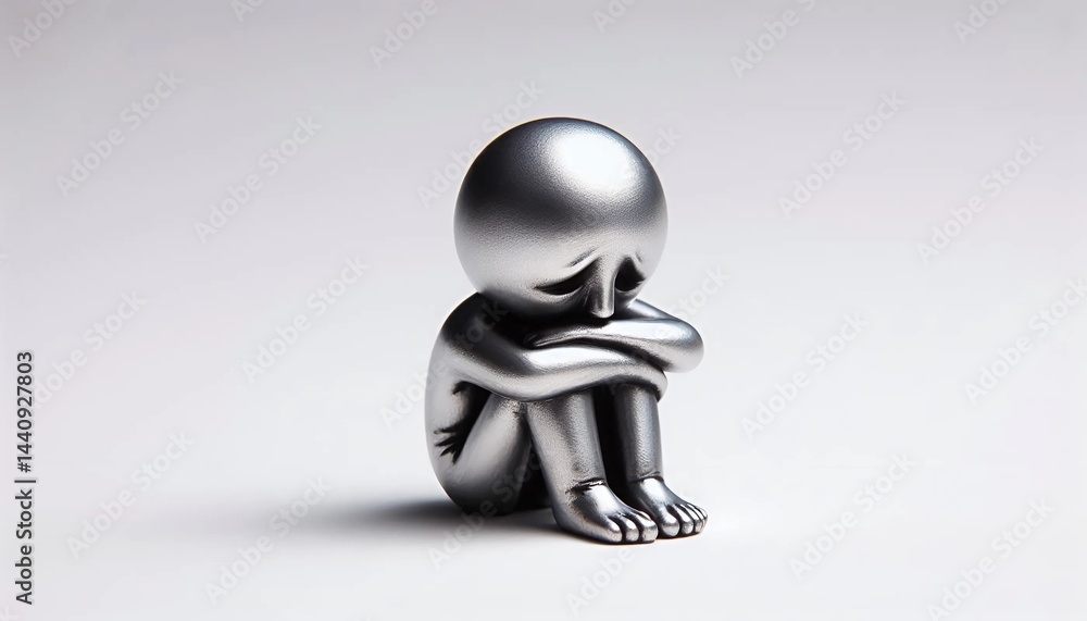 Fototapeta premium Statuette de metal représentation des émotions de tristesse et de honte