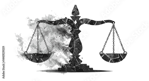 Abstract justice scales with smoke effect