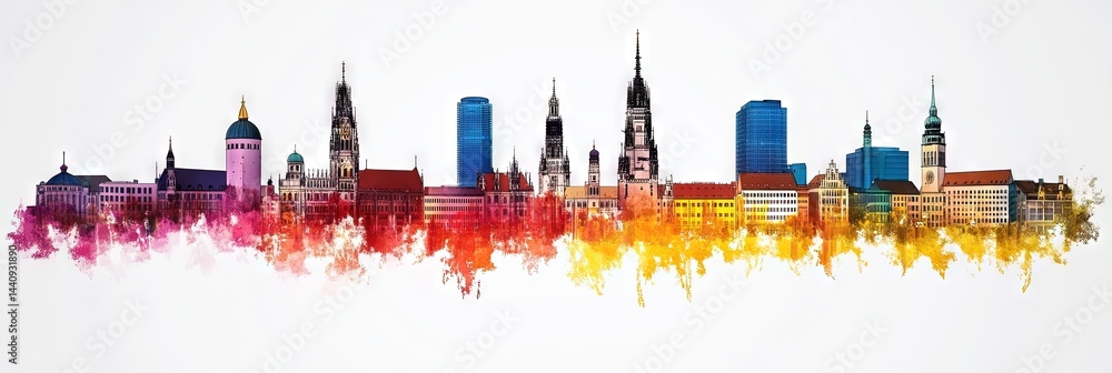 Fototapeta premium 3d vector munich germany downtown skyline