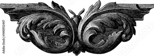 Ornate baroque butterfly design for decorative art and print