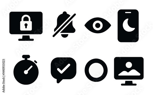 Security and notification icons for digital interface design and user experience enhancement
