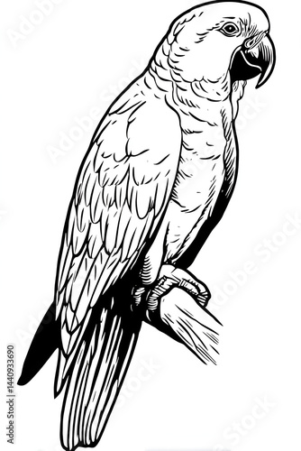 Curious Parrot Sniffing – Coloring Page