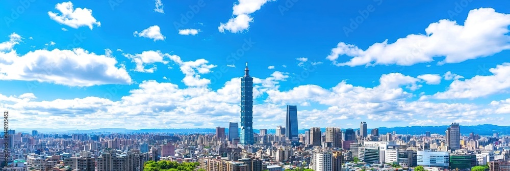 Obraz premium anime new taipei city taiwan downtown skyline 