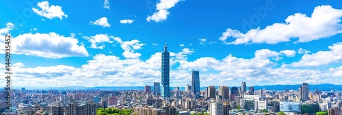 anime new taipei city taiwan downtown skyline 