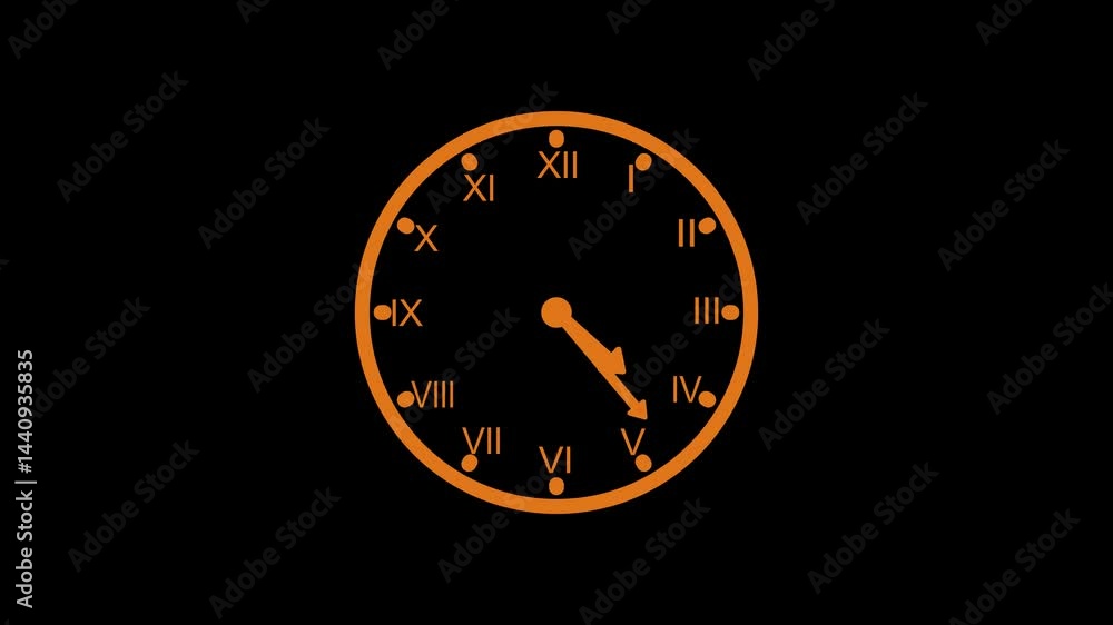 custom made wallpaper toronto digitalMinimalist Roman Numeral Clock Face Animation, Animated Countdown on Analog Clock Face, Analog Clock Timer Countdown Animation